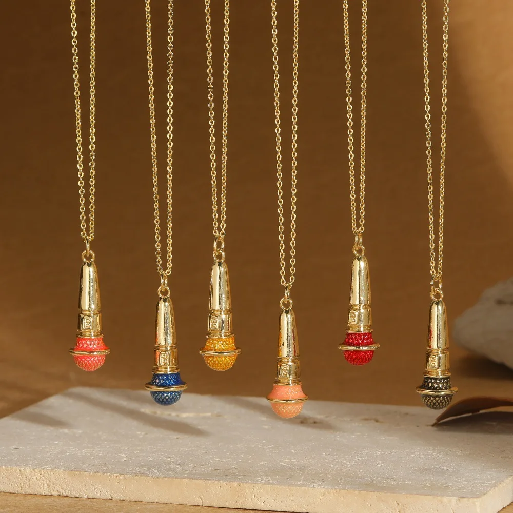 Hot-selling new drip microphone, colorful small pendant, unique style, alternative exaggerated necklace