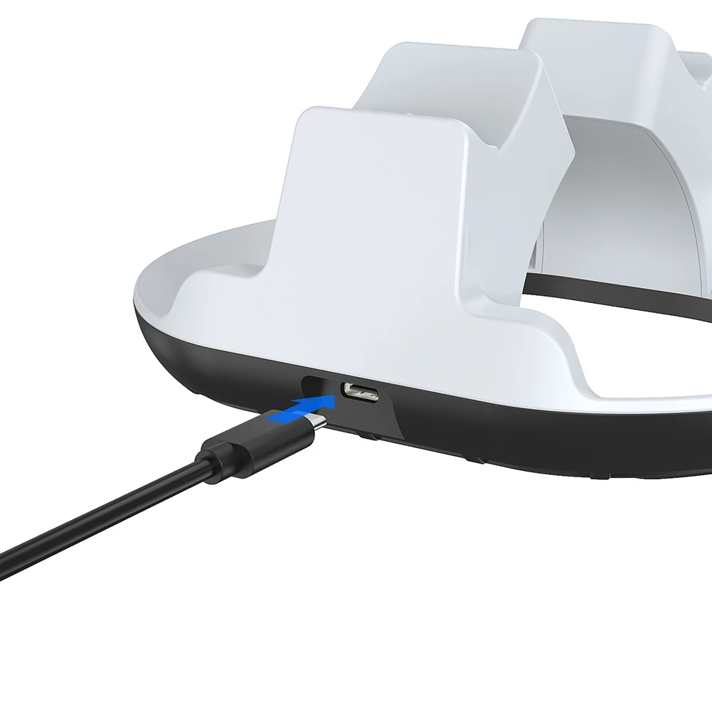 Fast Dual Charging Dock for PS5 Controllers with Customizable RGB Lights Compact ABS Build 16.5x8.5x19.6CM Space Saving Design