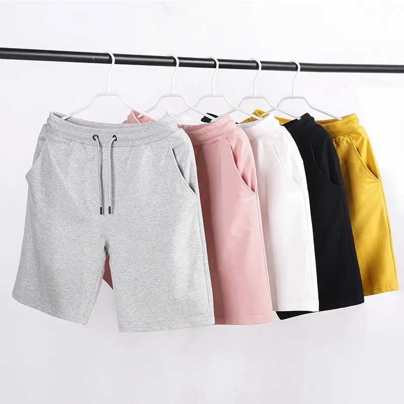 

2024 Summer Men's Loose Shorts 100% Cotton Soft Knee Length Shorts Solid Joggers Short Pants Men Women Casual Gym Sports Trunks