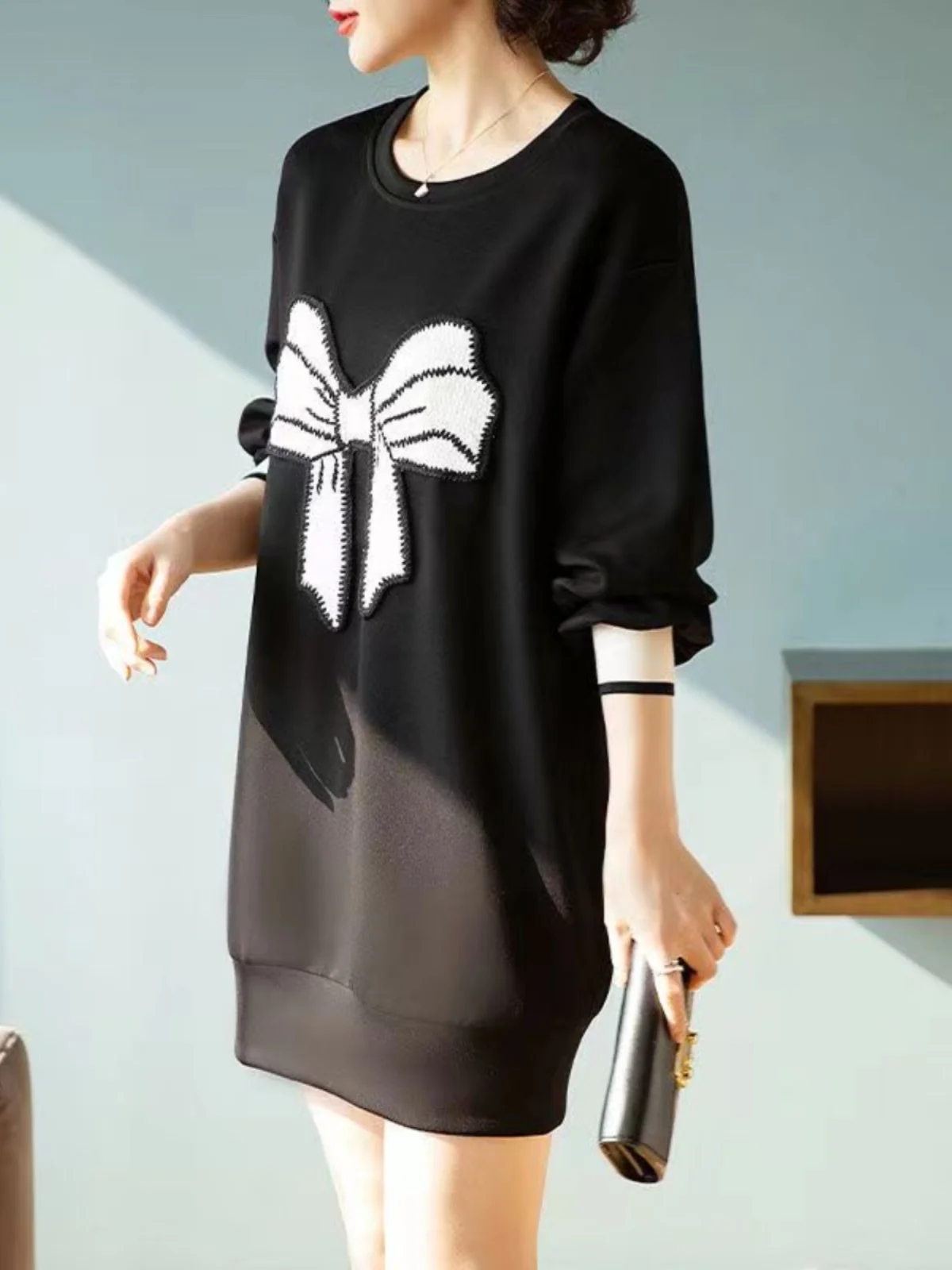 

Свободная женская толстовка с длинными рукавами, модная осенняя новинка, удлиненная, больших размеров, в корейском стиле