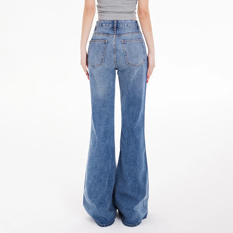 ZMAYC celana jins wanita, celana jins rumbai, pinggang rendah, celana kaki lebar, celana Denim seksi, celana Bell-bottoms, Jeans gaya Retro, wanita