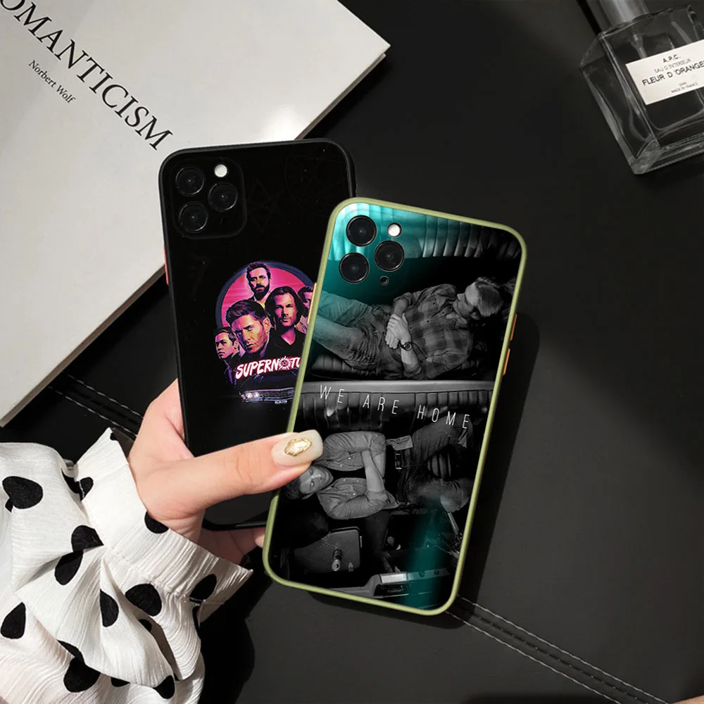 For iphone 16 15 Pro 14 13 12 Mini 11 7 8 16Plus XS Max XR Supernatural We Are Home Frosted Translucent Cover Black Phone Cases