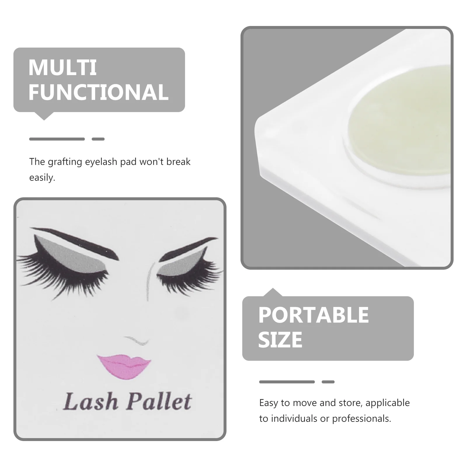 

1pc Eyelash Grafting Pad Premium Acrylic Glass Reusable Durable For Lash Extension Tool Beauty Salon Supplies White