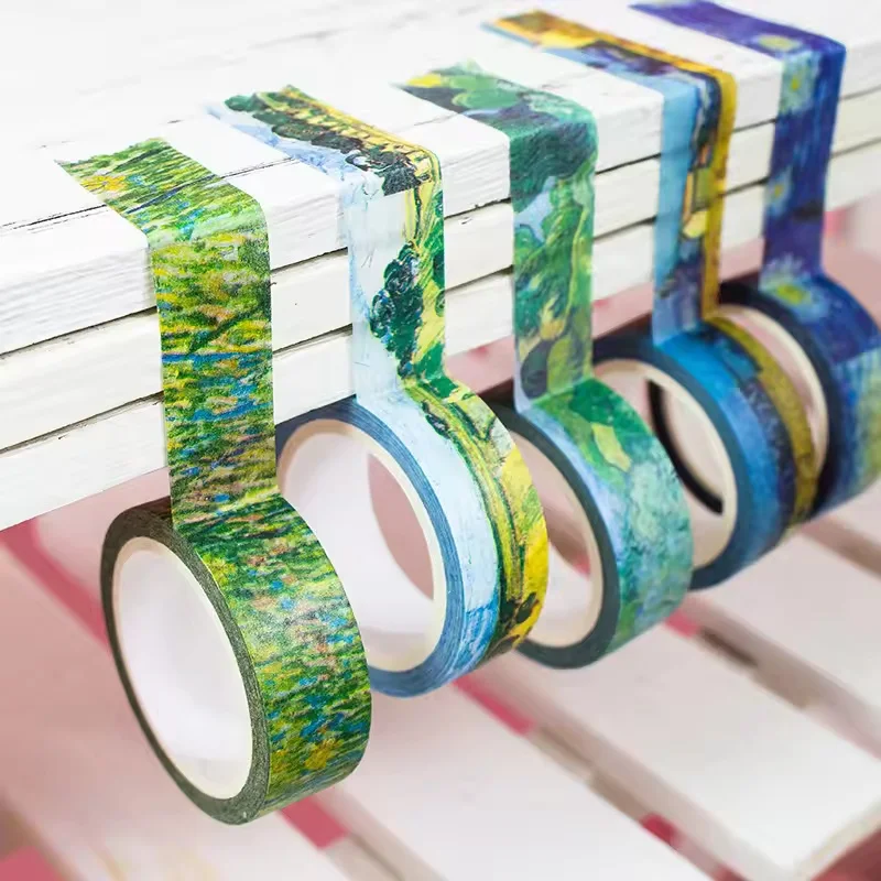 1 Roll Van Gogh Colored Tape Decorative Tape Handbook Process Decoration DIY Diary Tape Student Gift Tape