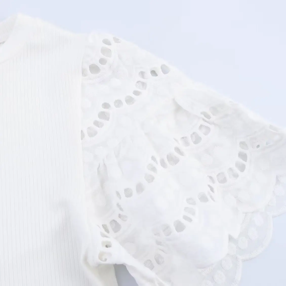 ZAB automne nouveau femmes Faion Design brodé Sve T-irt coupe droite ort Sve rond Ne couleur Pure trajet Sle