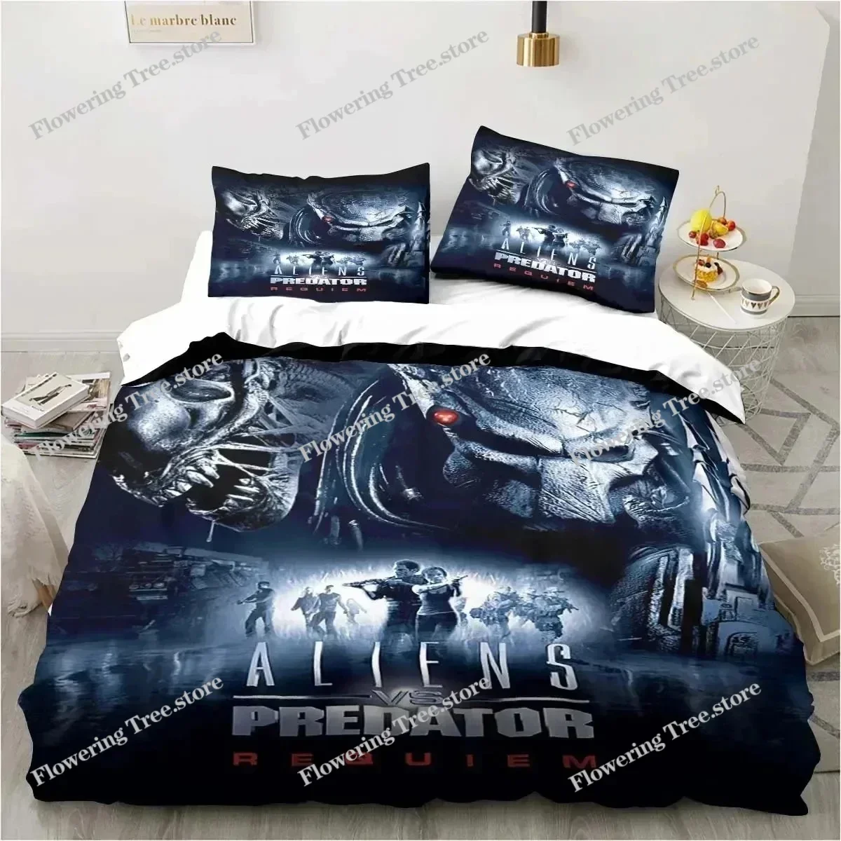 

Alien Vs. Predator Predator Movie Bedding Set Single Double Queen King Size Duvet Cover Adult Boys Bedroom Bedspread Luxury Gift