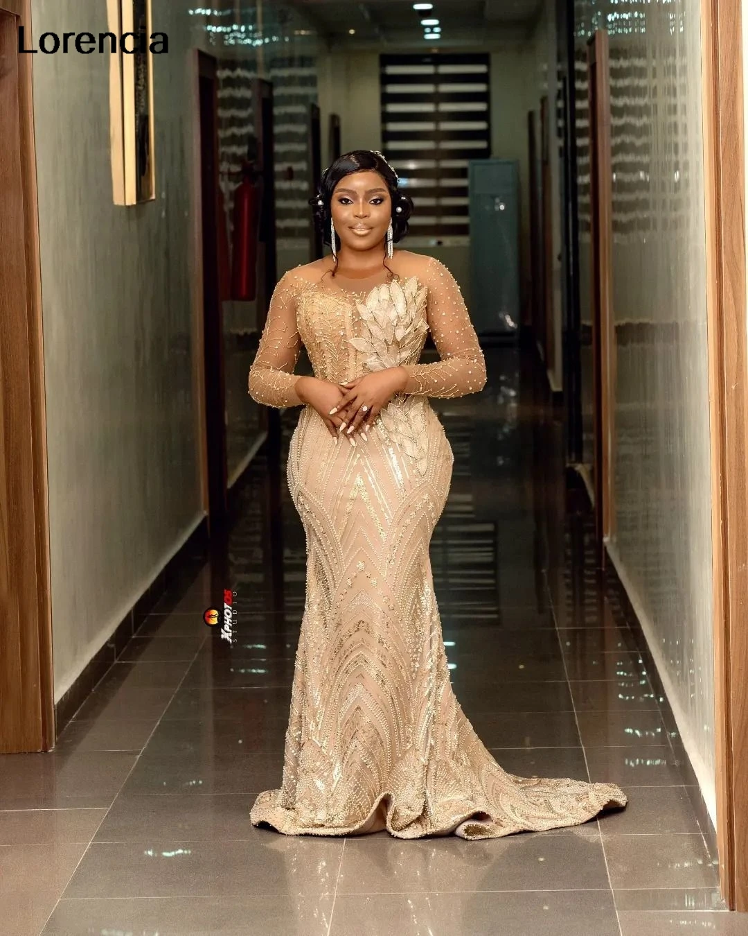 

Customized Luxury Champagne Aso Ebi Mermaid Prom Dress African Black Girls Pearls Beaded Evening Gown Robe De Sorrie YPD411