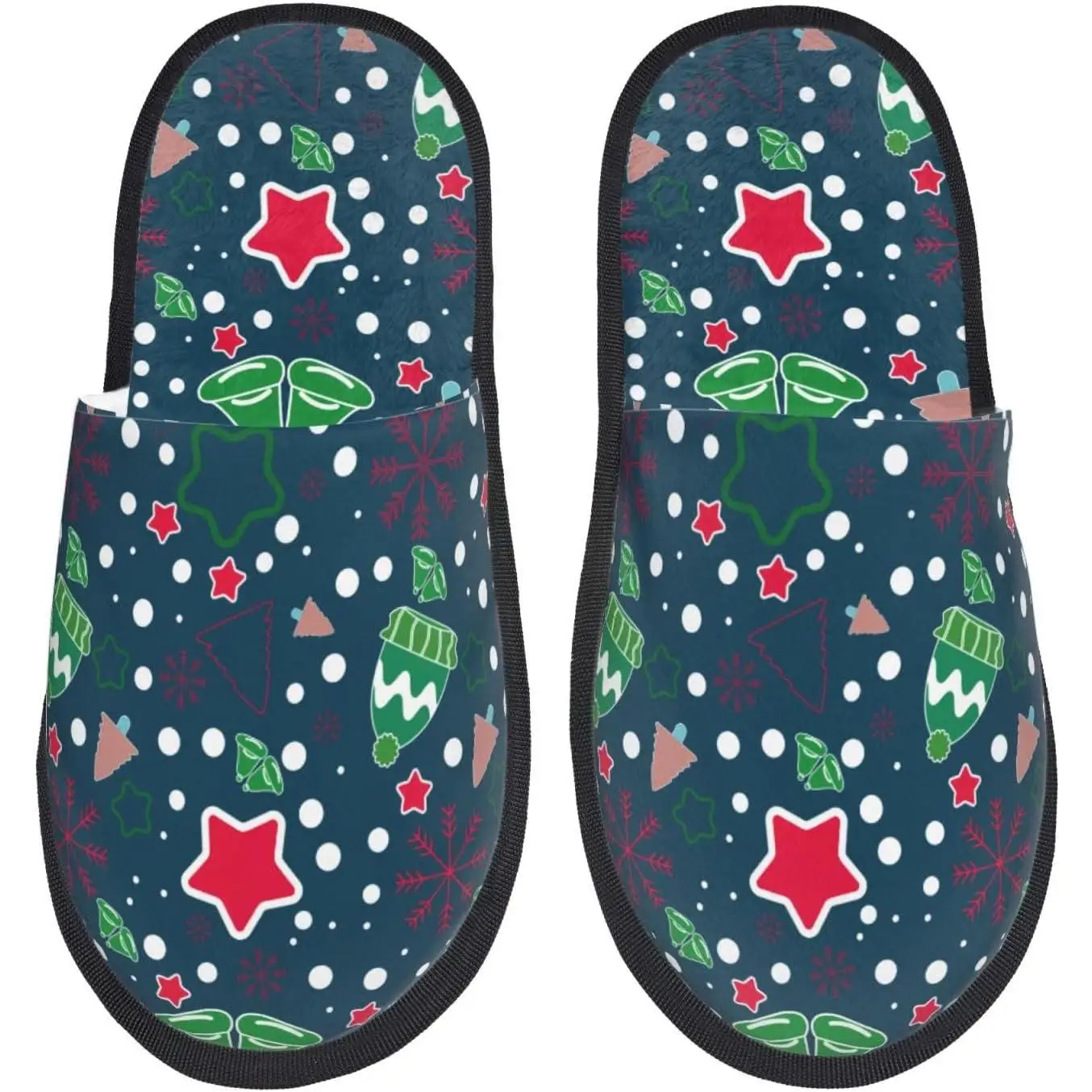 

Christmas Print Women Slippers Home Furry Shoes Keep Men Couples Shoes Warm For Women On Indoor Outdoor Plush House Slippers