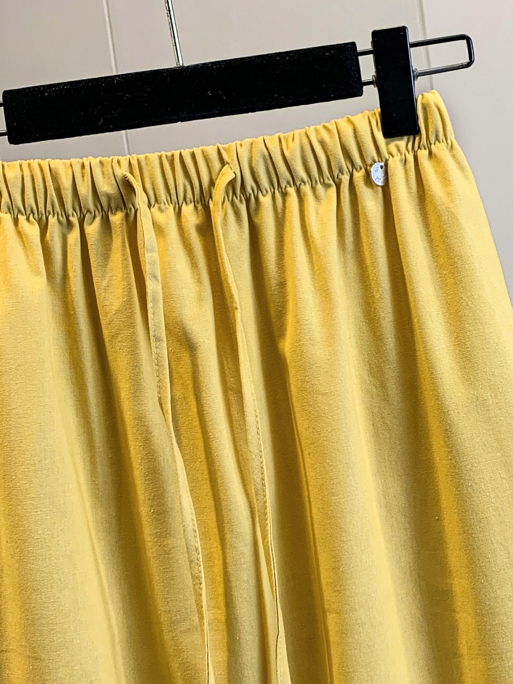 

Summer Thin Cool Feeling High Waist Yellow Linen A-Line Skirt Women's Casual Versatile Split Half-length Skirts