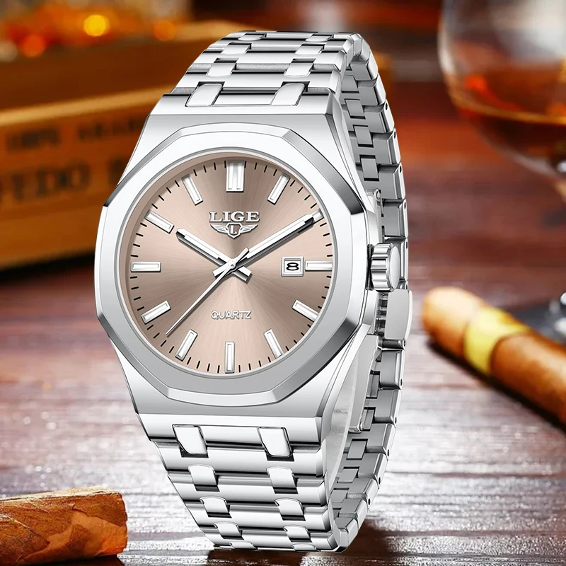 

LIGE лучший бренд класса люкс кварцевые мужские часы простые модные повседневные спортивные деловые водонепроницаемые светящиеся часы из нержавеющей стали с автоматической датой
