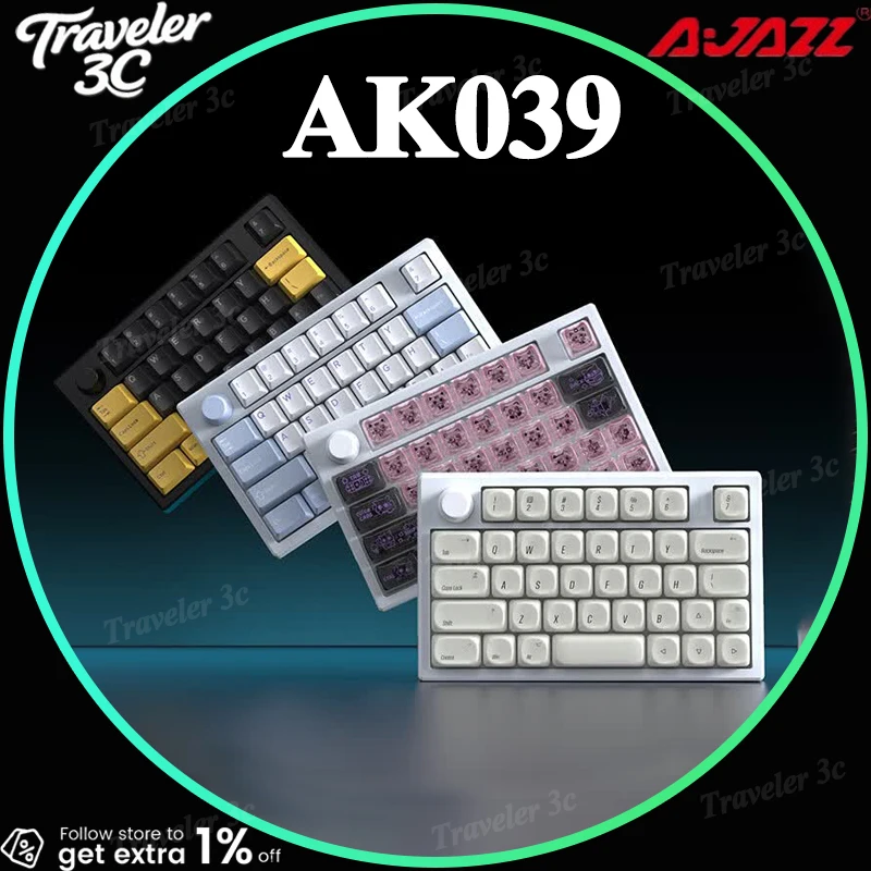 Ajazz Ak039 Magnetic Switch One Handed Gaming Keyboard 38 Keys 8k Polling Rt Low Latency Silver Ear Metal Knob Rgb Pink Black