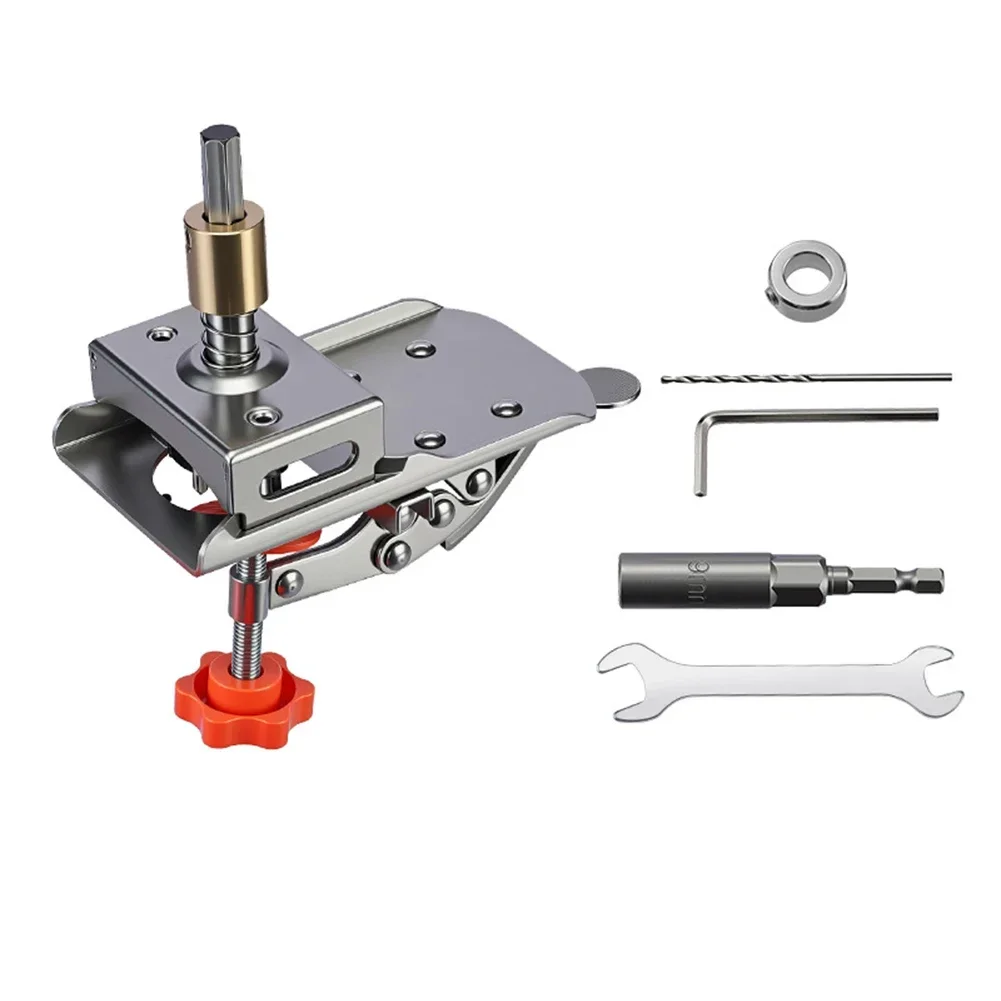 Quick Release Hinge Hole Puncher with Adjustable Margin 3 to 7mm and Secure Clamping for Cabinet Door Projects