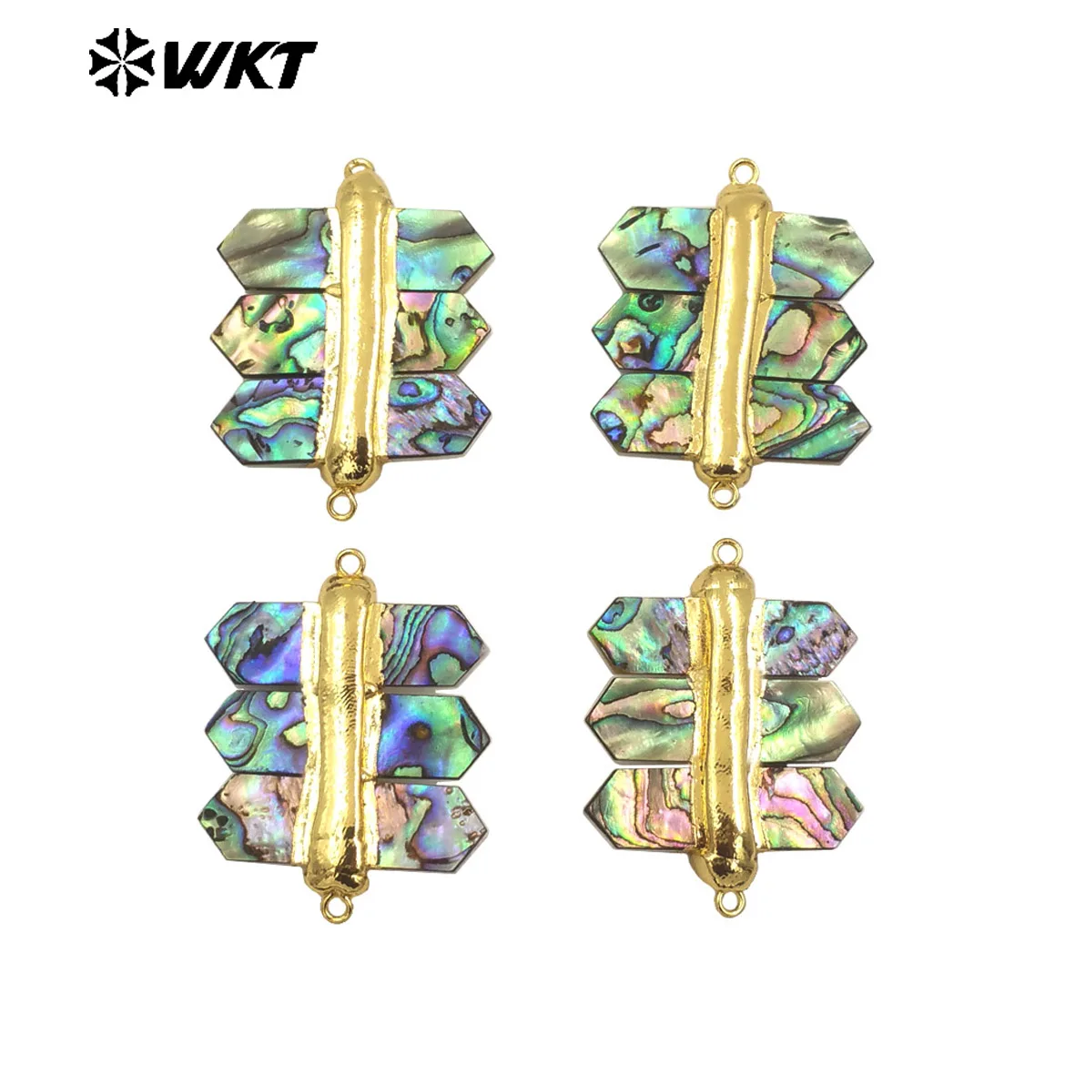 WT-PC010 New Arrival Natural Shiny Abalone Shell Connector Pendant DIY Crafts Accessories For Women Jewelry Findings