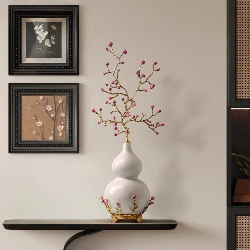 New Chinese ceramic gourd ornament, living room entrance niche decoration
