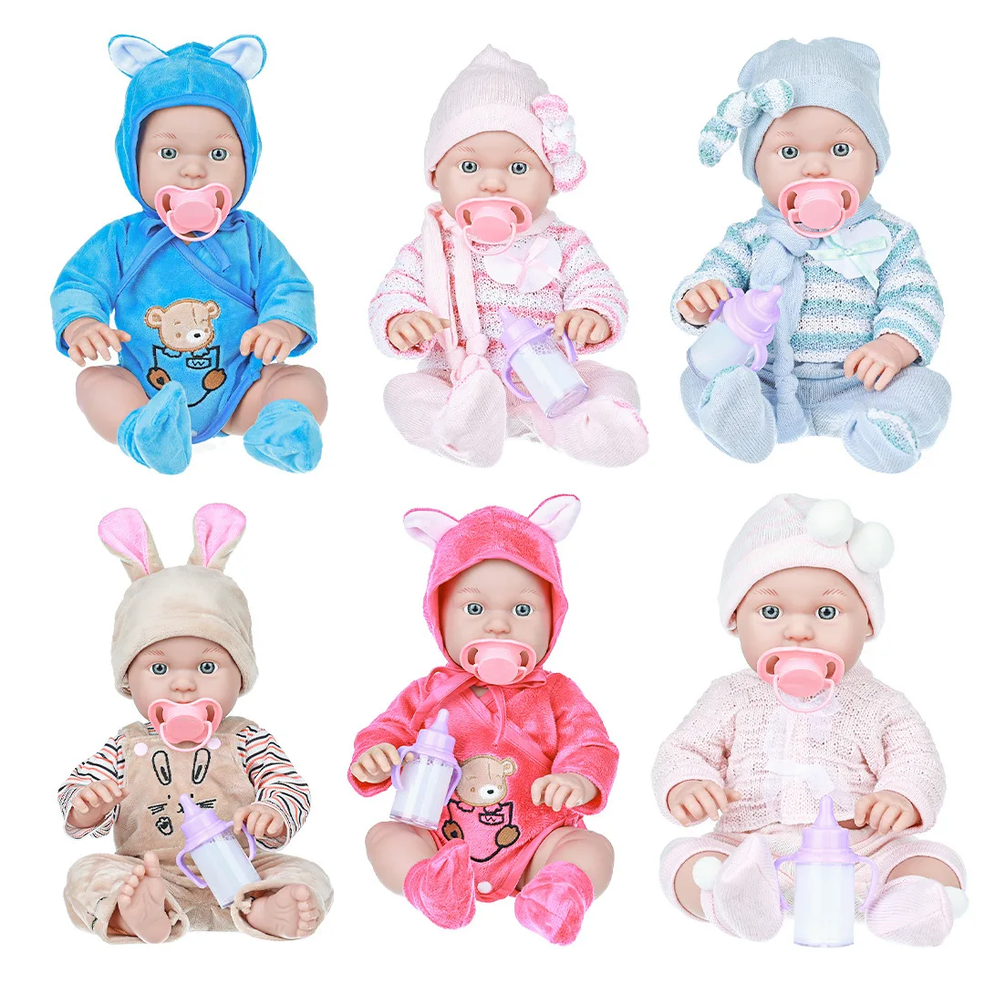 

18-inch reborn simulation doll toy, bottle, pacifier doll, big eyes, blue eyes cute clothing doll children's gift