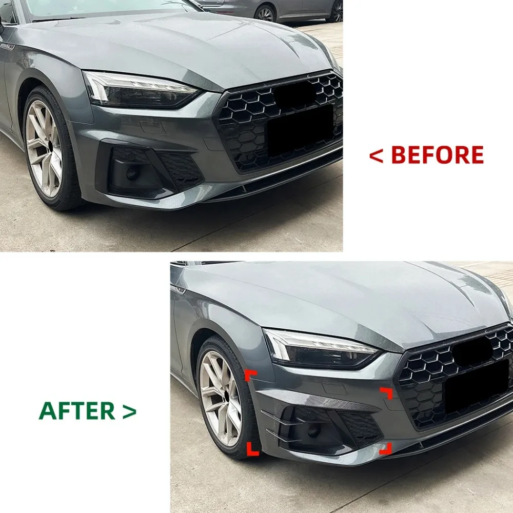 

For Audi A5 S5 F5.5 Sline 2021-2024 Front Bumper Spoiler Splitter Air Vent Fog Lamp Grille Trim Glossy black/Carbon look