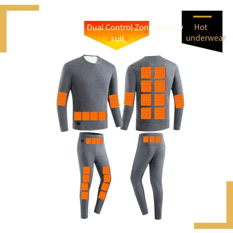 مجموعة ملابس داخلية للتدفئة الذكية مكونة من 30 منطقة - طبقة قاعدة حرارية كهربائية، دفء كامل الجسم مبطن بالقطيفة #5
