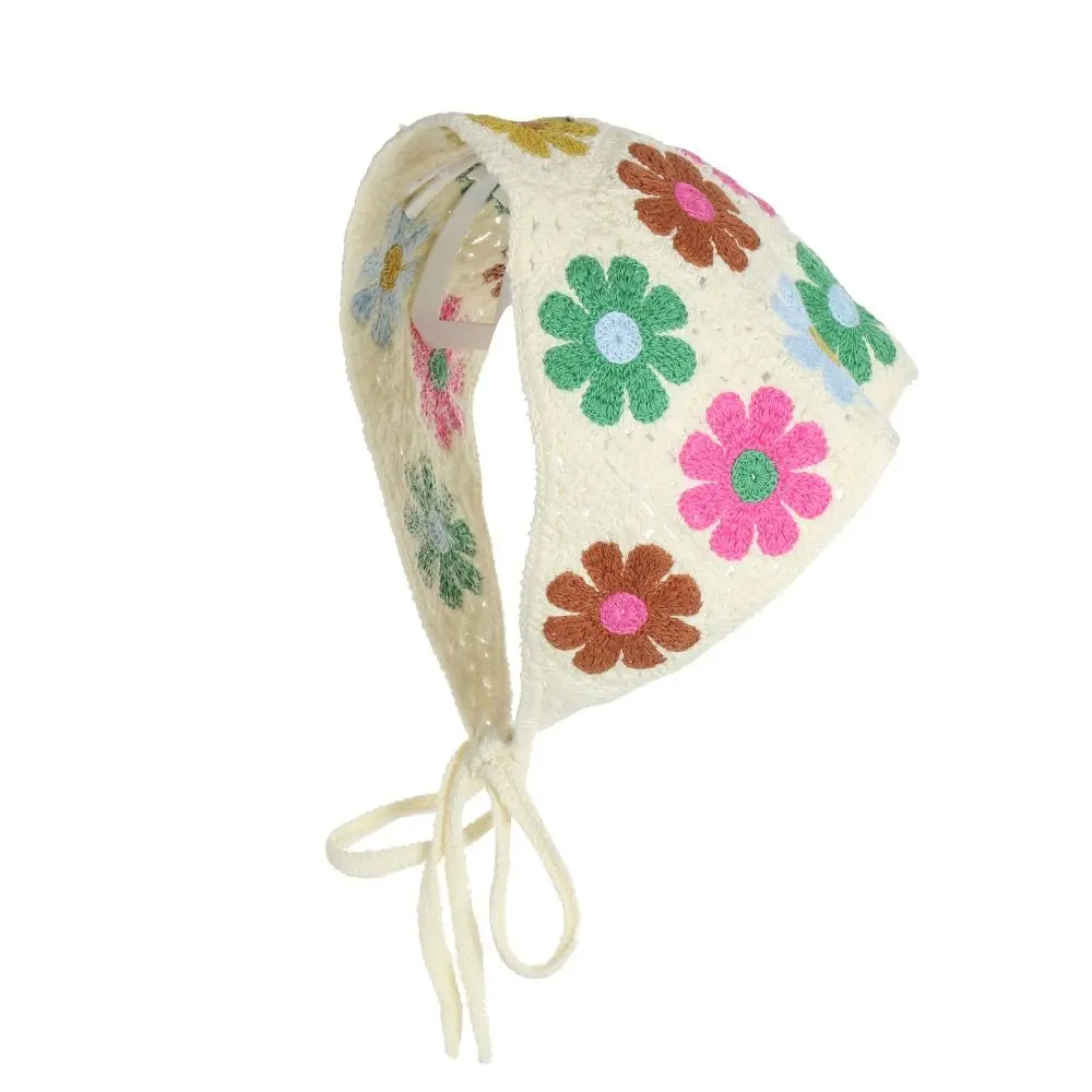

Cute Hair Band Knitted Headband Floral Bohemian Triangle Turban Hollow Out Girl Hair Accessories Women Hair Scarf Girls