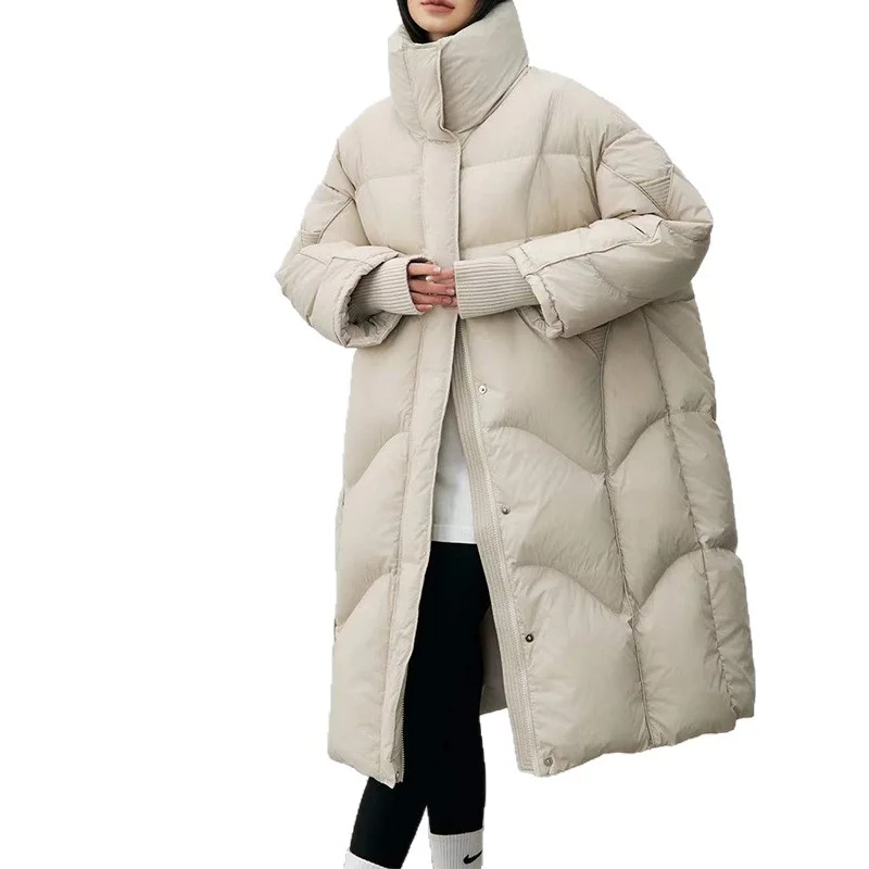 Long Down Jacket for Women 2025 New Style Fashionable Commuter Winter Elegant Casual Oversized Thickened Versatile Coat Trendy
