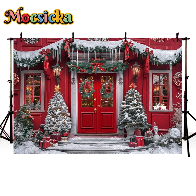 Mocsicka Country Christmas Store Backdrops Kids Child Photography Props Adult Family Photo Snowy Streets Backgrounds