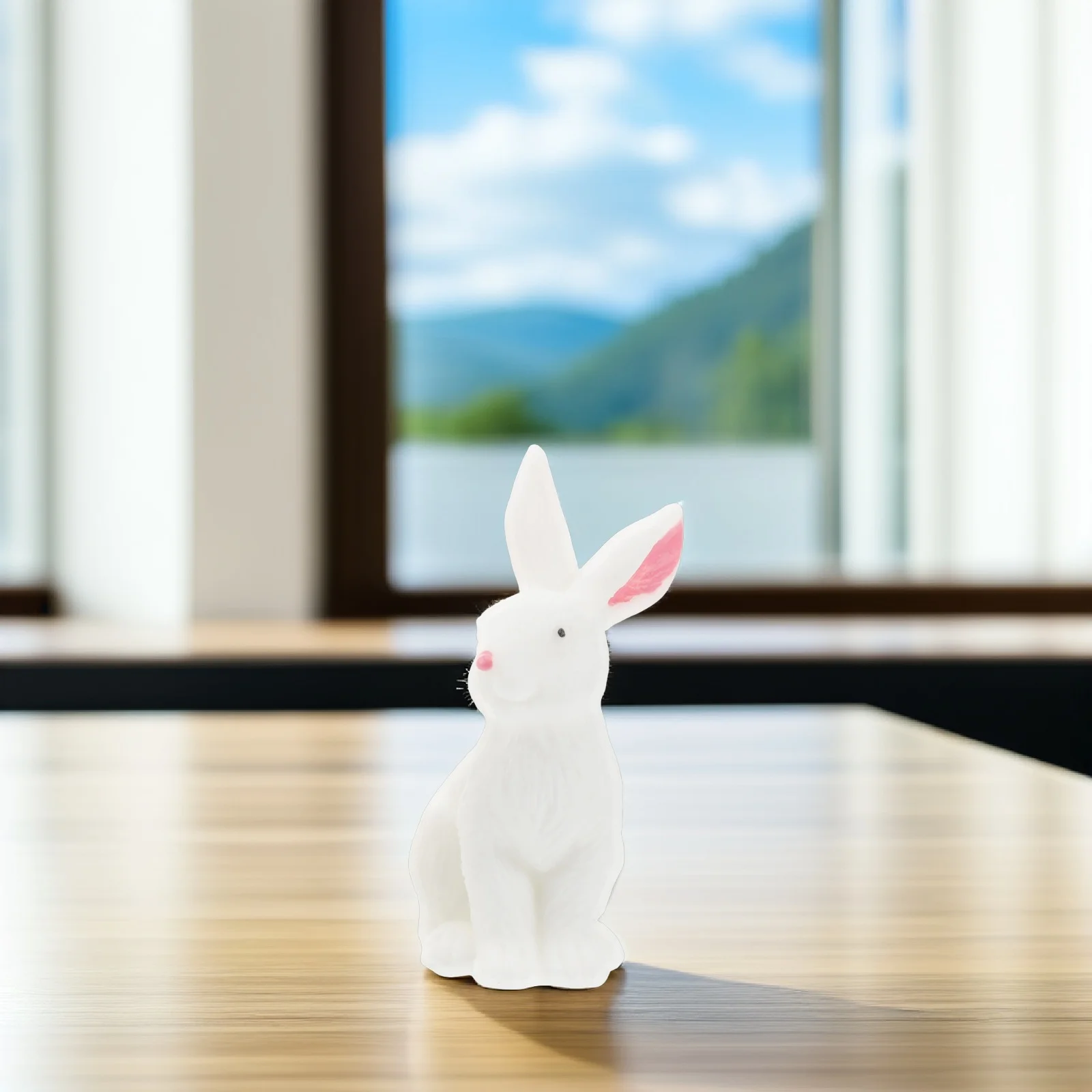 

2pcs White Rabbit Bonsai Decor Micro Landscape Ornament Diy Craft Mini Garden Desktop Flowerpot Adornment Mini Landscape