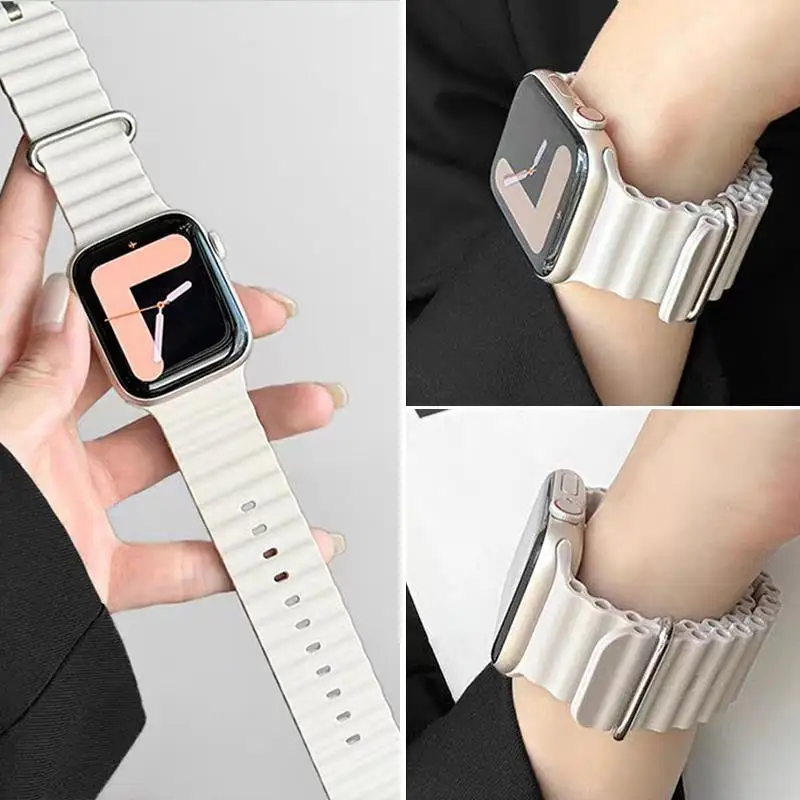 2 قطعة المحيط الفرقة ل أبل الترا 2 49 مللي متر 45 مللي متر 46 مللي متر 42 مللي متر 44 مللي متر 40 مللي متر سيليكون الرياضة سوار كوريا سلسلة 10 9 7 8 6 SE حزام