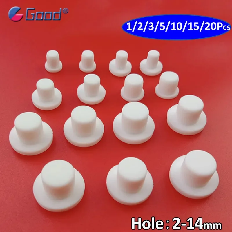 Food Grade White Silicone Rubber Hole Plugs Solid Seal Stopper Dustproof Plug 2mm-14mm