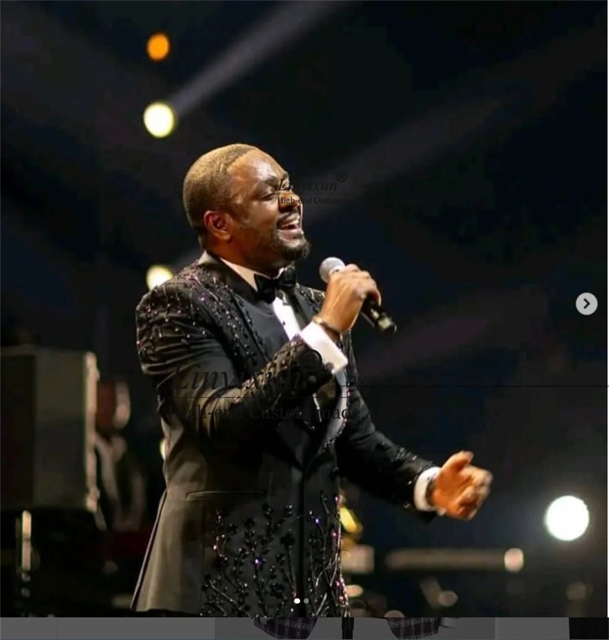 

Customized 2 Piece Sets Men Suit Stunning Crystals Gem Bead Wedding Groom Tuxedo Slim Costume Homme Double Breasted Party Blazer