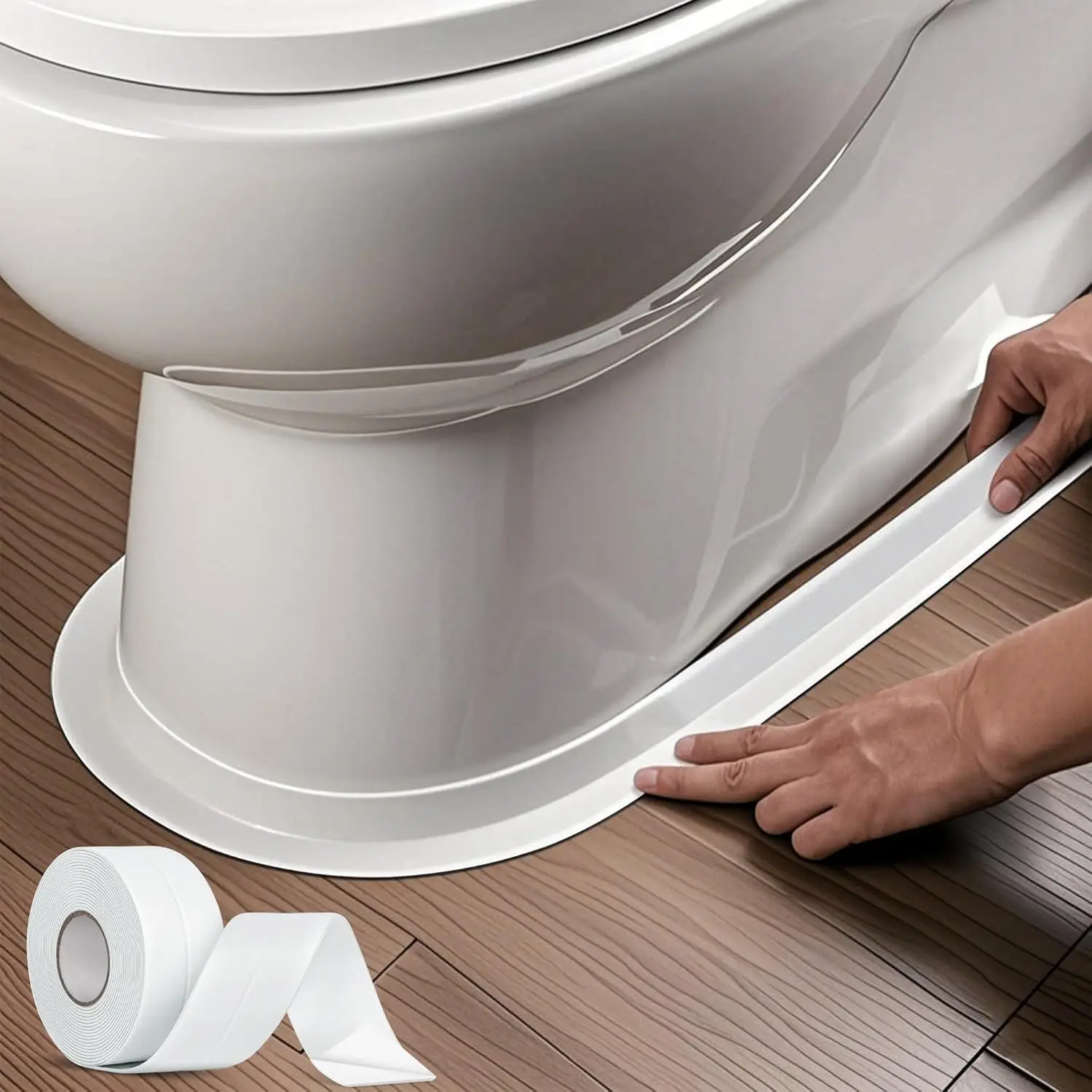 Waterproof sealing tape, self-adhesive suitable for toilet, bathtub, kitchen, corner, bathroom surfaces, easy to apply (white)