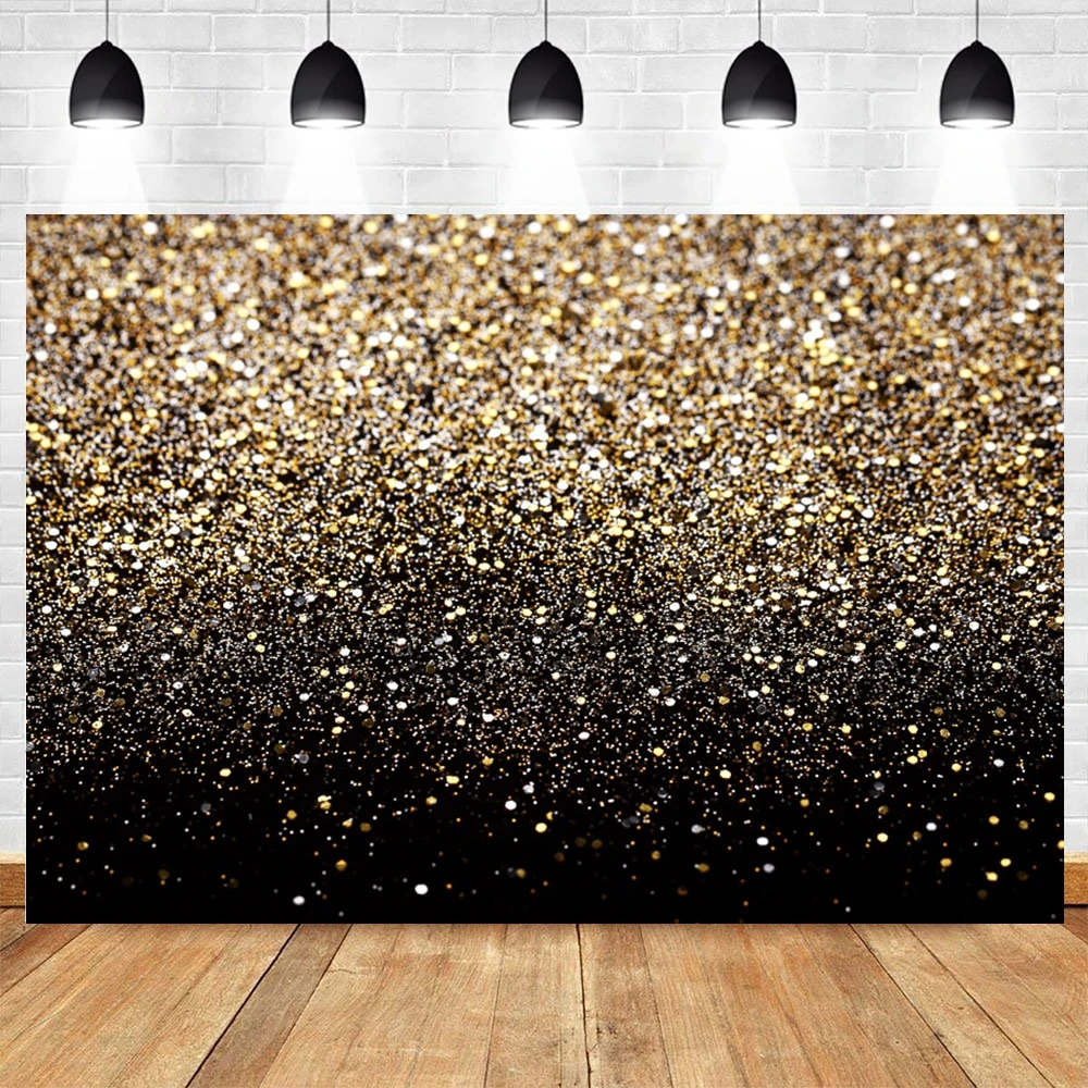 Golden Glitter Happy Birthday Party Backdrop for Photography Props Pink Gold Sliver Shiny Child Adult Portrait Photo Background