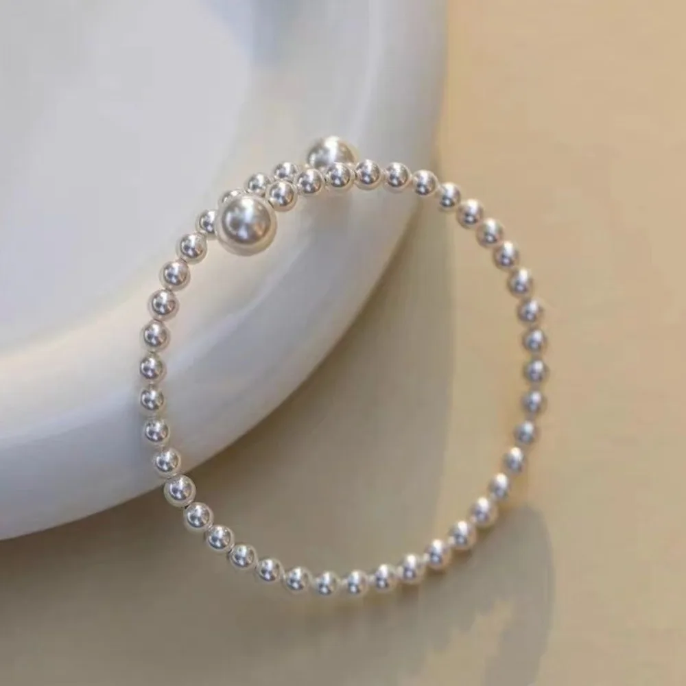 Gift Imitation Pearl White Pearl Bracelet Diamante Handmade Beads Bracelet Fine Jewelry Resin Bangles Wedding