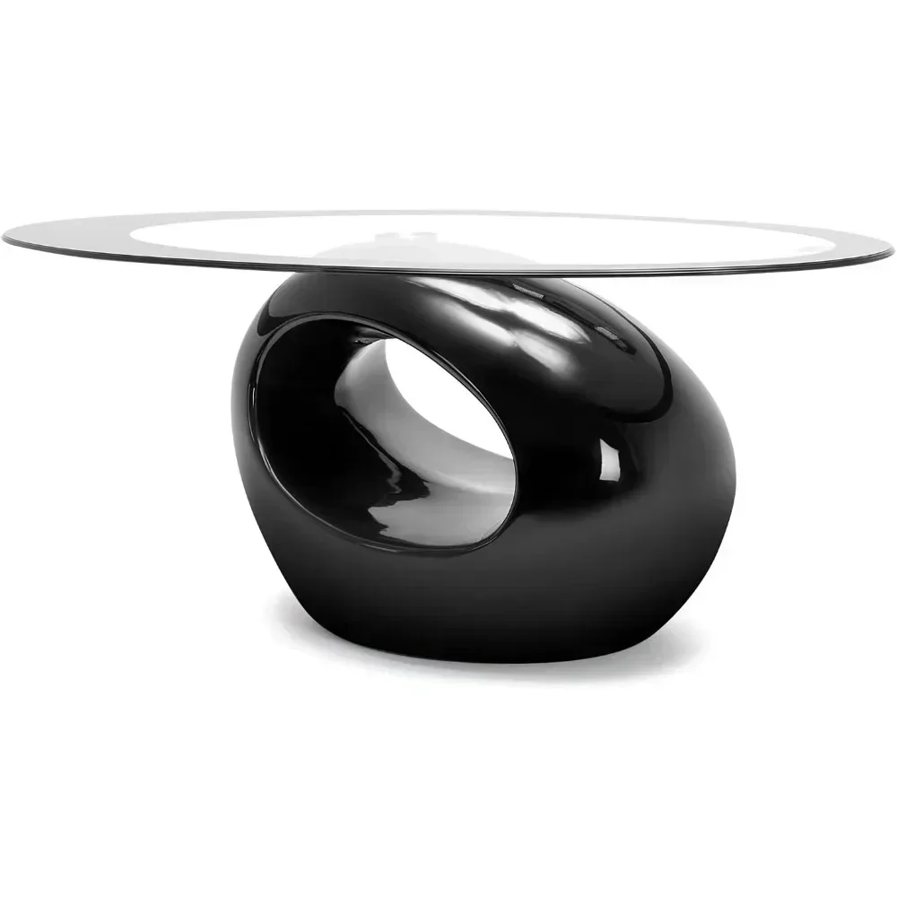 Nordic Glass Coffee Table With High Gloss Designer Sitting Room Hollow Base Tempered Glass Side Table Living Room Center Table