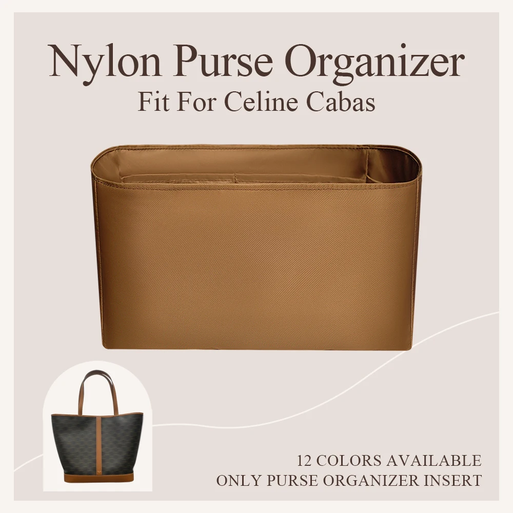 

Nylon Purse Organizer Insert Fit for Celine Cabas Tote Bag Inside Storage Bag In Bag Lightweight Inner Liner Zipper Bag Insert