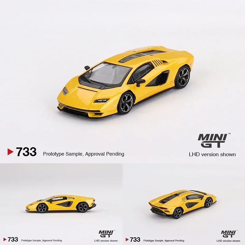 In Stock MINIGT 733 1:64 Countach LPI 800-4 New Giallo Orion Diecast Diorama Car Model Collection Miniature Toys