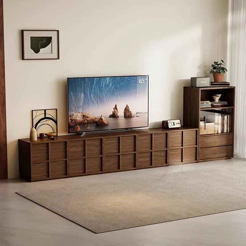 

Medieval TV cabinet Floor-to-ceiling Carmen combination storage low cabinet Retro bone line Bedroom bedside table Solid wood che