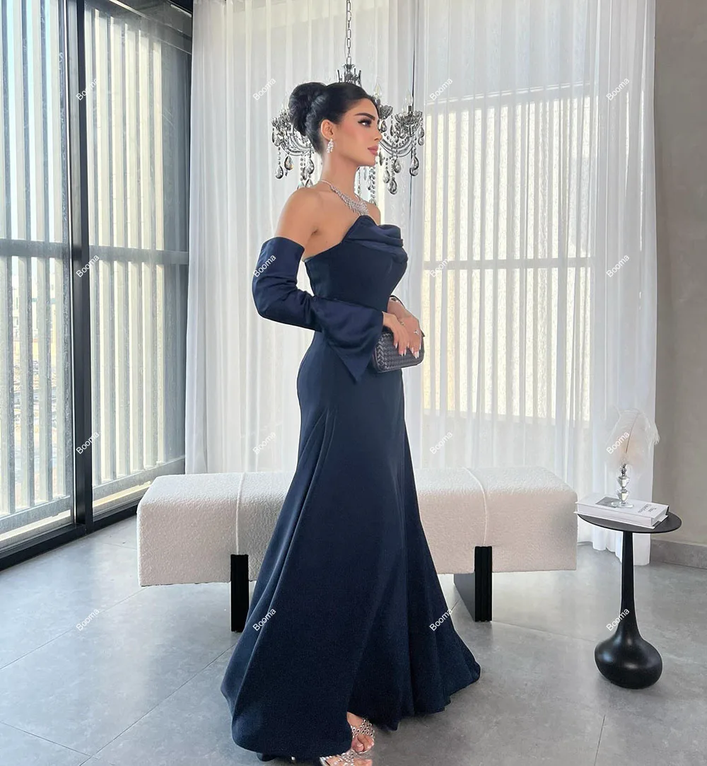 Booma A-Line Elegant Evening Dresses Strapless Sleeveless Formal Party Gowns for Women Floor Length Prom Dresses Dubai