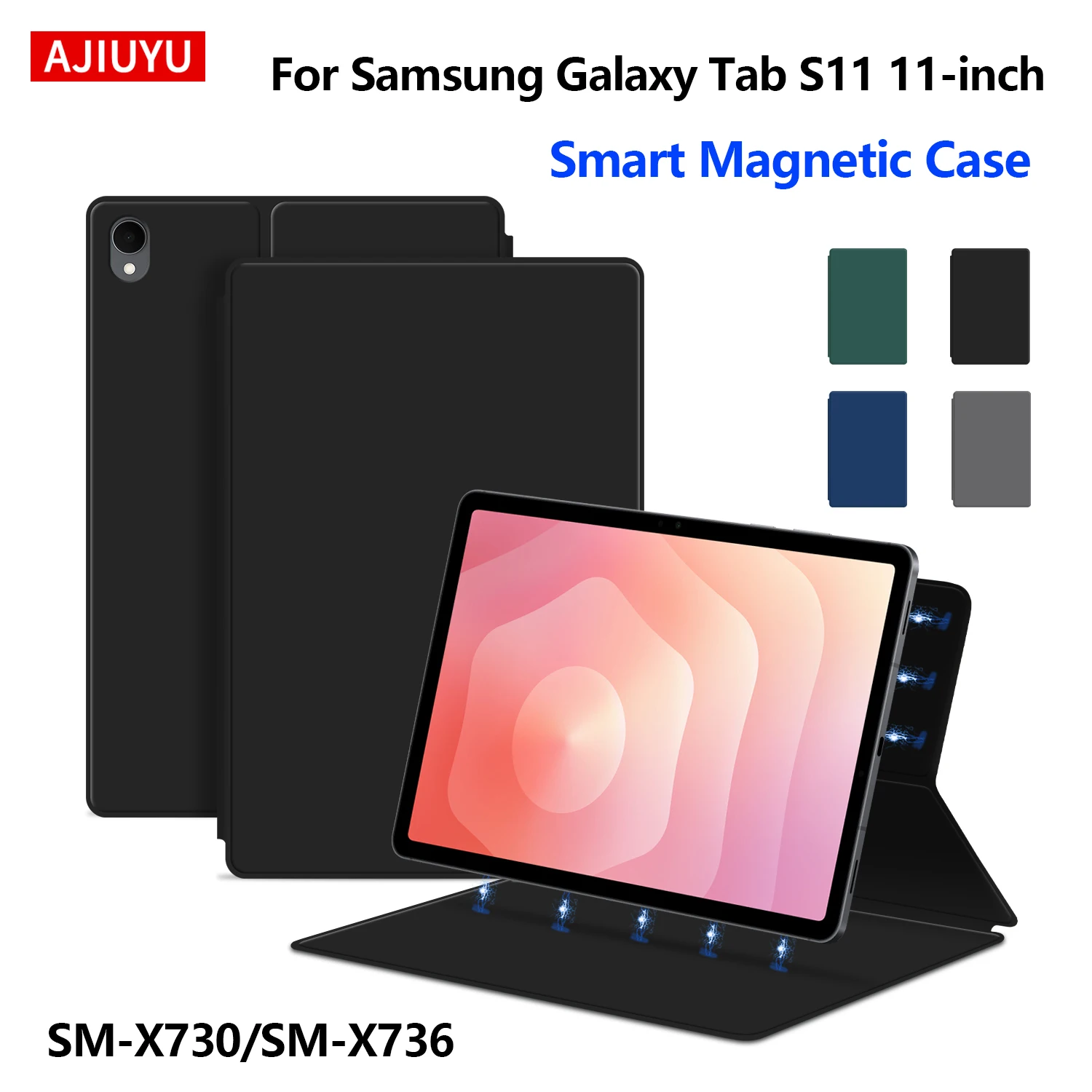 AJIUYU – étui magnétique Ultra fin avec support pour Samsung Galaxy Tab S11 2025, 11 pouces, SM-X730, SM-X736, tablette 11 pouces, couverture de livre intelligente, Folio