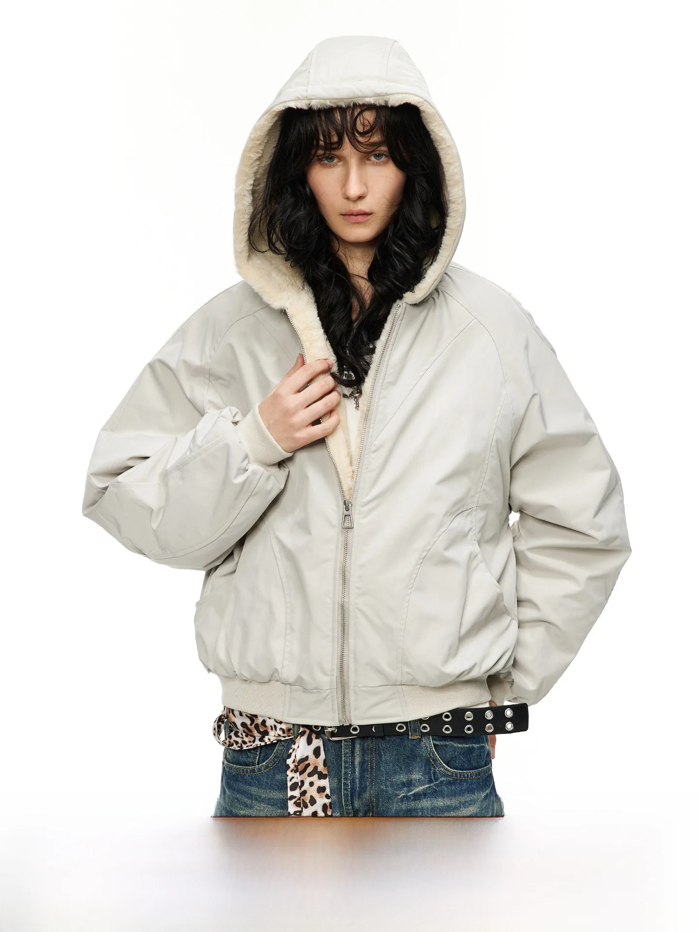 

Men's Thiened Hooded Cotton Jaet Rabbit Fur Simulation Mountain Eagle Winter Coat Casual Leisure Brand Couple's Clothes