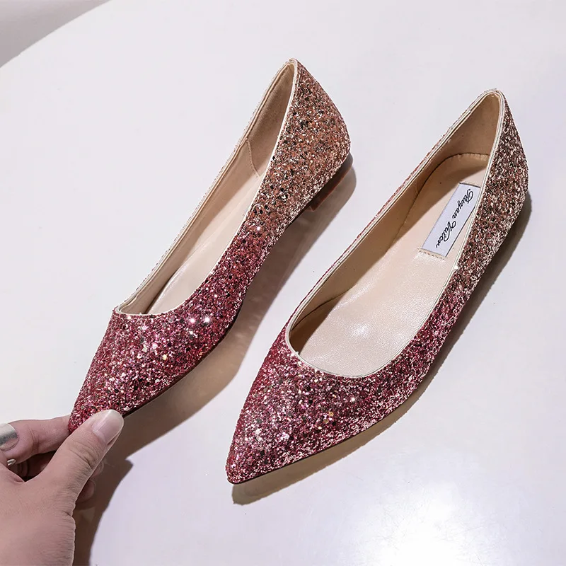 

Fashion Women's Shoes New Exquisite Bling Pointed Tip Casual Shoes for Woman Luxury Wedding Shoe Designer Shoes Zapatos De Mujer