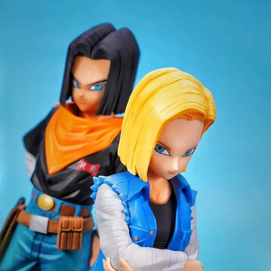 Figura de Anime Dragon Ball Z de 24 cm, Androide 17 18, Figuras de Acción de PVC del Androide 18, Colección de Juguetes para Niños, Regalos de Navidad