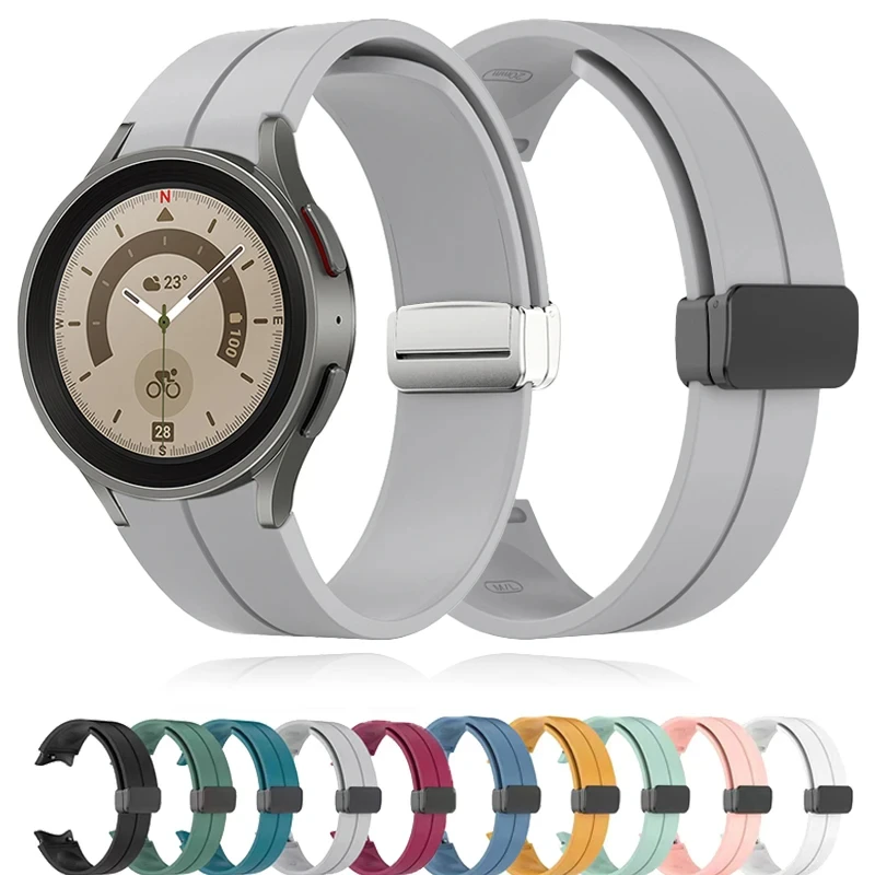 Original Silikonarmband für Samsung Watch 5Pro 45 Band Magnetschnalle Galaxy Watch 7 6 4 40 mm 44 mm/4 6 Classic 42 46 mm 43 47 mm