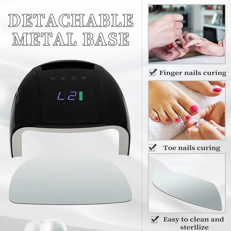 96W zwarte oplaadbare nagellamp H45 draadloze gellakdroger UV-licht voor nagels manicure licht draadloze nagel UV LED-lamp