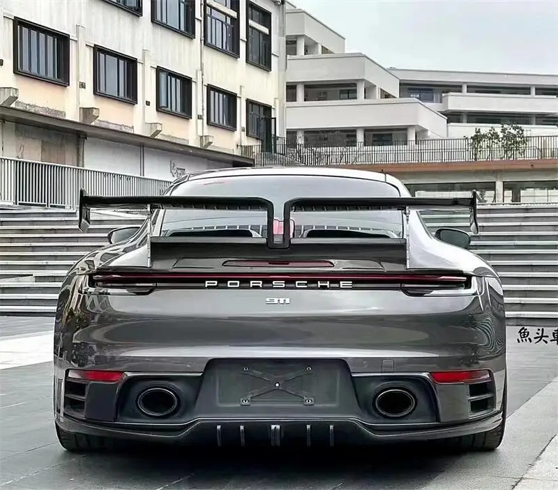 ألياف الكربون Techart نمط اكسسوارات السيارات الجذع الخلفي الجناح ل 911 992 الذيل الجناح الخلفي سبويلر الشفاه أجنحة #6