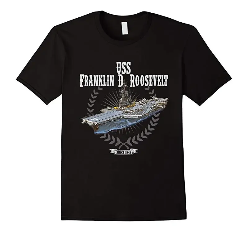 USS Franklin D. Roosevelt CV-42 Aircraft Carrier T-Shirt 100% Cotton O-Neck Short Sleeve Summer Casual Mens T-shirt