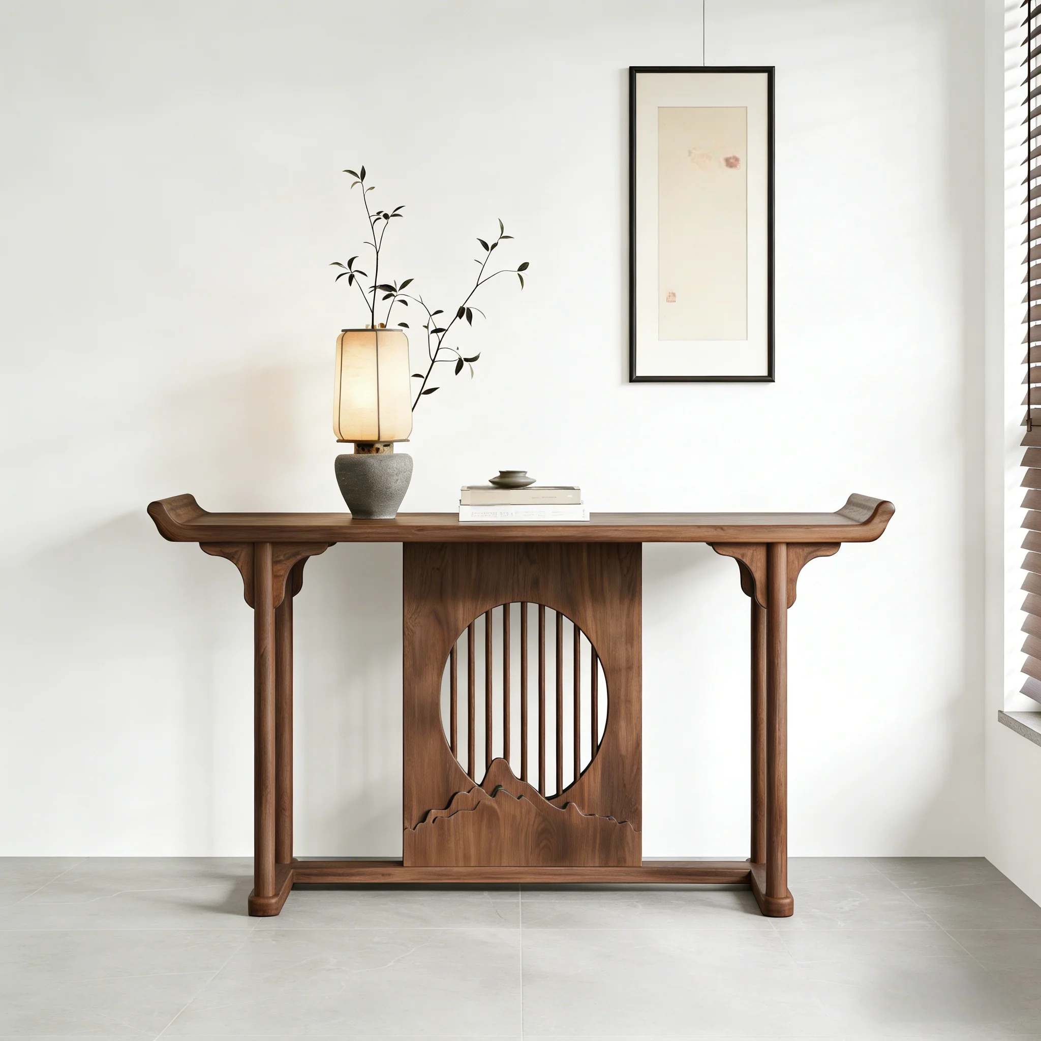 Entrance table Solid wood strip case Entrance platform Zhongtang case table Shentai