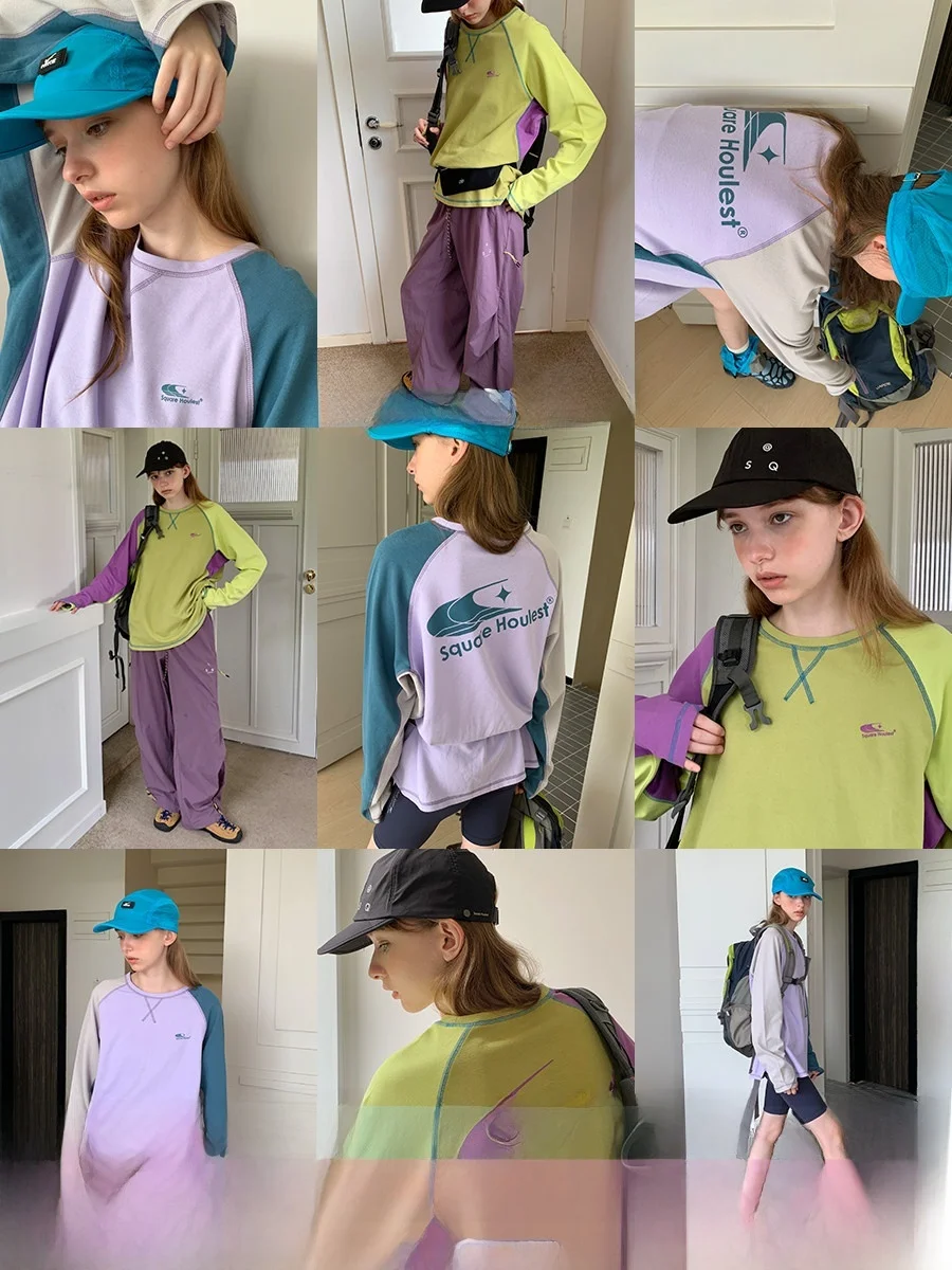 

Outdoor Cycling Loose Fit Long Sve T-irt Women's Breathable UV Protection Color Blo Print Casual Sle Polyester Cotto...