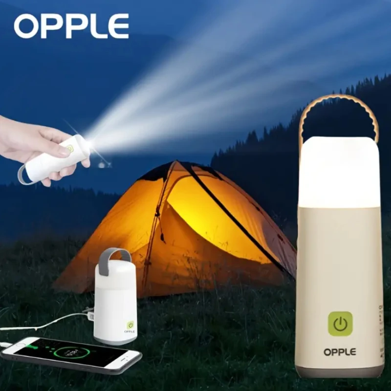 OPPLE Outdoor Camping Night Lamp USB Rechargeable Bulb Flashlight Dimming Power Bank Tent Portable Light Emergency