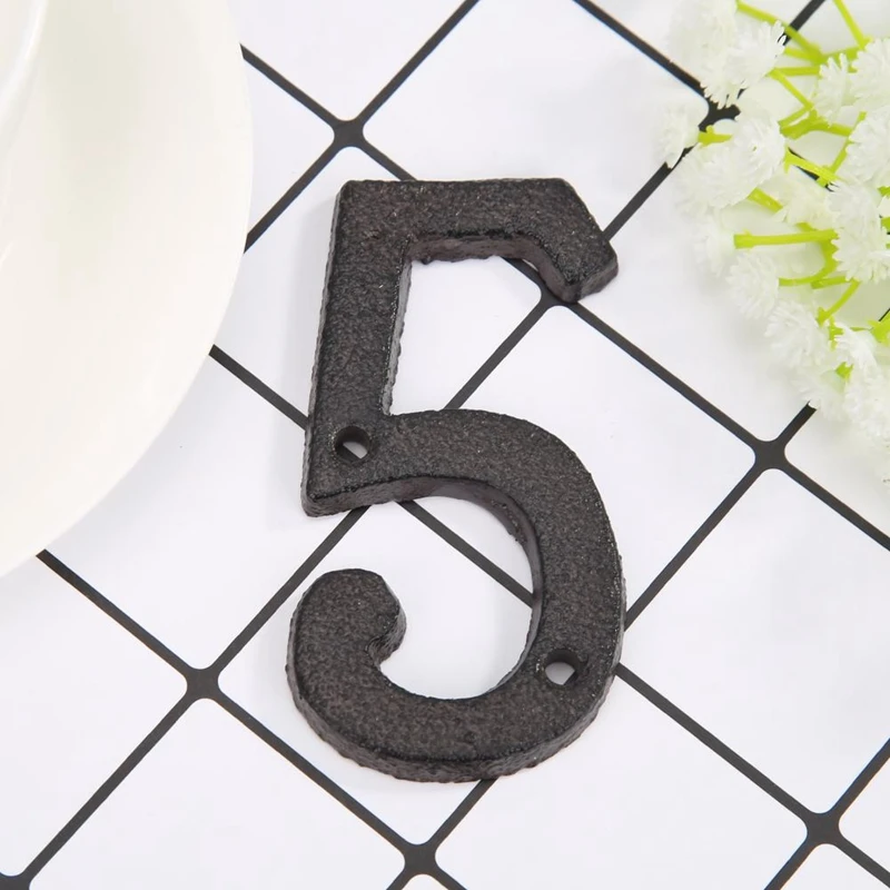 

Retro 3D Metal Digital Arabic Numbers Cast Iron House Sign Door Plate DIY Cafe Wall Courtyard Decor Creative Door Numbers Sign