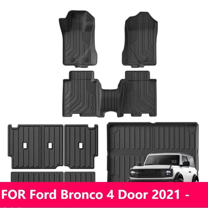 

Для Ford Bronco 4-дверные 2021-2024 TPE 3D коврики и грузовой вкладыш, водонепроницаемая накладка на багажник для моделей левого руля