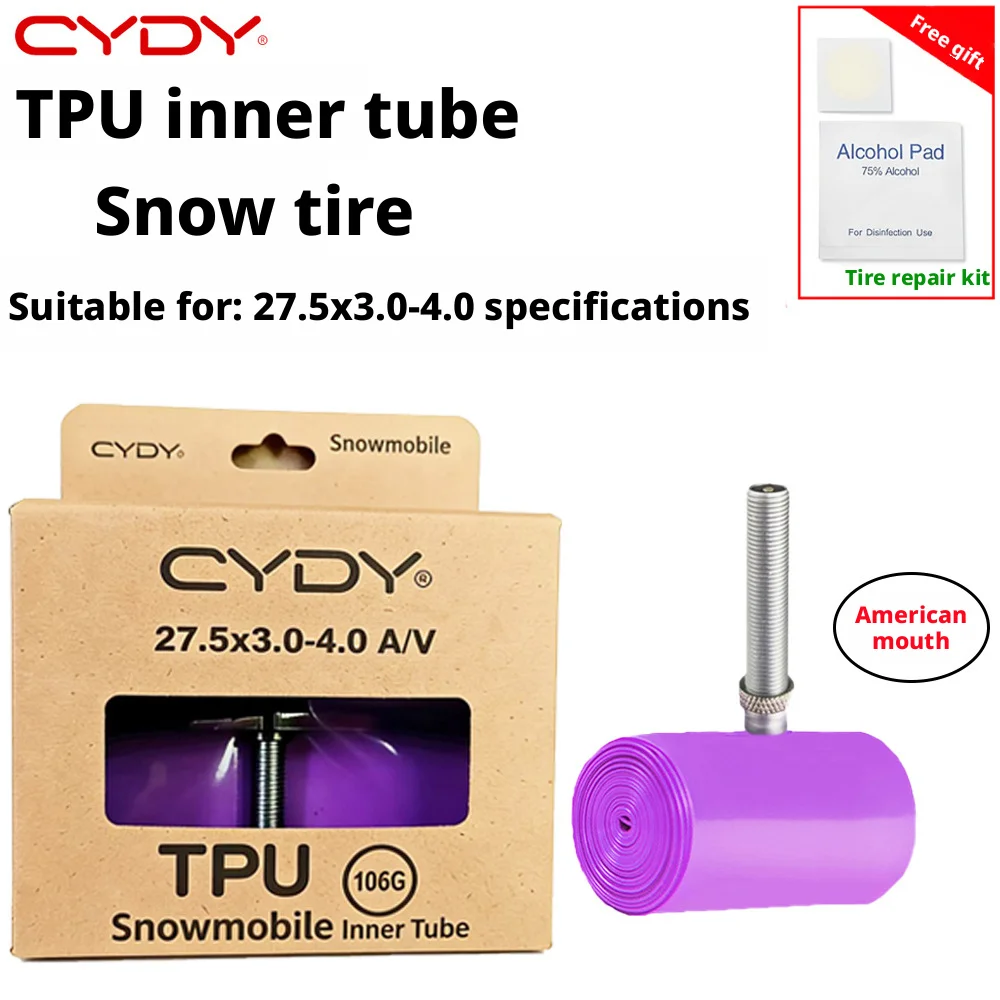 cydy-tpuスノーファットバイクインナーチューブ-26-275-29インチ-x30-35-38-40-avアメリカンバルブ-超軽量自転車インナーチューブ（ファットタイヤ用）